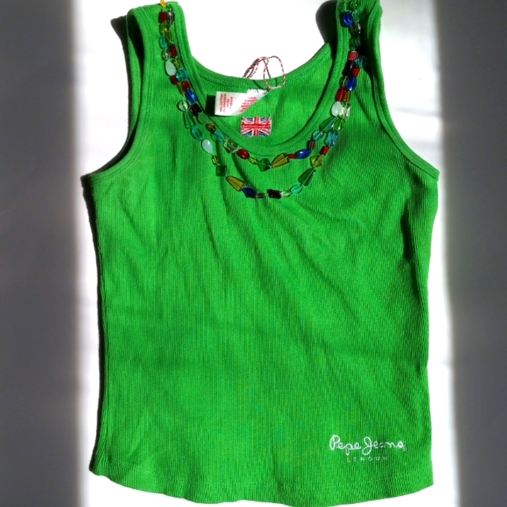 PEPE LONDON Y2K JEWEL GREEN TOP SIZE XXSP